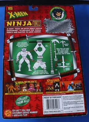 X-Men Ninja Force Ninja Wolverine con equipo de asalto de guerrero nuevo en caja 1996 Toy Biz Foto 1 de 4