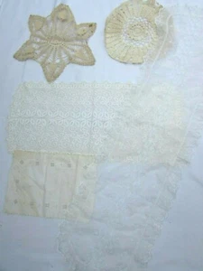 Lot 5 Vintage Doilies Doily Crochet Crocheted Cotton 31840 White Off Ivory - Picture 1 of 4