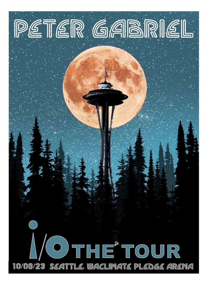 PETER GABRIEL i/o 10/8/23 18x24 WA concert poster  signed & #ed by Scott James - Image 1 of 1