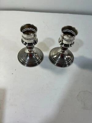 Vintage Gorham Silver Plated Candle Sticks Set Of 2 YC3004 Foto 1 de 4