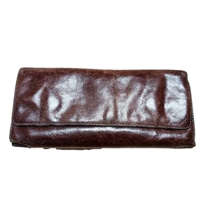 Cartera de cuero marrón Hobo triple billetera magnética - Imagen 1 de 7