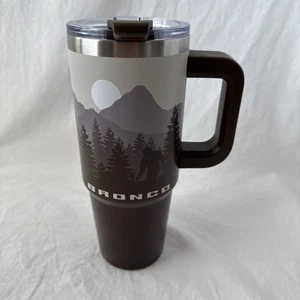 Ford Bronco Tumbler Mug Cup Stainless Steel Travel Handle Bigfoot Truck With Lid - Picture 1 of 14