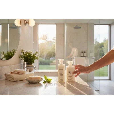 BVLGARI Eau Parfumee au the blanc Set Acondicionador Cabello Lujo Spa Experiencia Foto 1 de 4