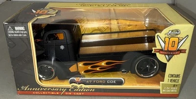 1947 Ford Coe Flatbed Preto + Chamas Caminhão Diecast JADA 10º Aniversário Edição - Imagem 1 de 4