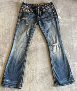 Pantalones de mezclilla Rock Revival para mujer 26 Fay Easy Boot motociclista pedrería punto lavado claro - Imagen 1 de 16