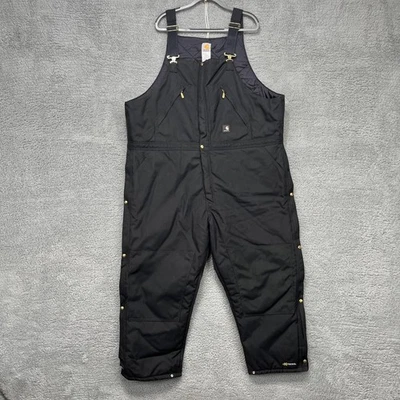 Carhartt Bib Overalls Mens 50x28 Black Extremes R33 Arctic Quilt Lined Zip - Image 1 of 4
