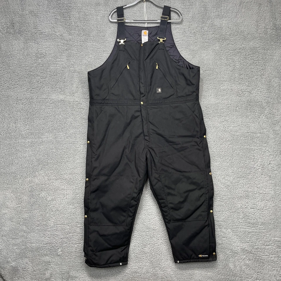 Carhartt Bib Overalls Mens 50x28 Black Extremes R33 Arctic Quilt Lined Zip - Image 1 of 4