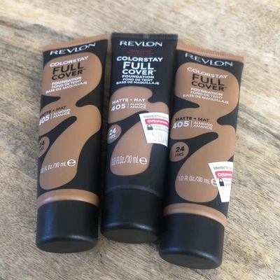 (3) Revlon Colorstay Full Cover Matte Foundation 405 Almond 1.0 oz Each - Image 1 of 4