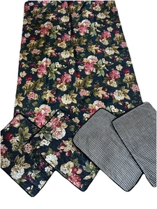 Waverly Garden Room Ebony Cotton TableCloth 76”X59” Shabby Chic Plus 4 Placemats - Picture 1 of 5