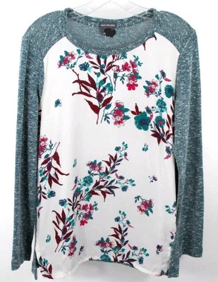 Van Heusen Women's XL  Floral Rayon Front. Sweater Back & Sleeves. Long Sleeve. — 第 1/4 张图片