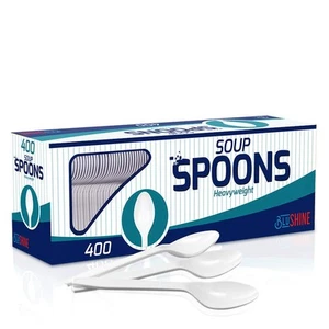 400 pack Extra Heavyweight Disposable White Plastic Soup Spoons -Heavy Duty W... - Picture 1 of 5