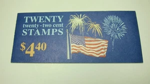 U.S. 1987 Stamp Booklet of 22c Flag with Fireworks Stamps 20 of Scott # 2276. - Picture 1 of 2