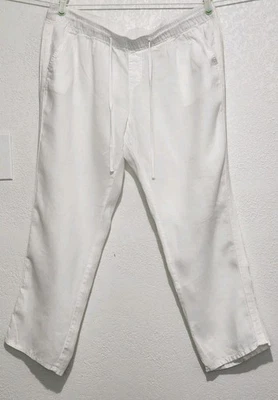 STYLUS Women's PULL- ON WHITE XL Elastic Waist 100% LINEN - Image 1 of 4