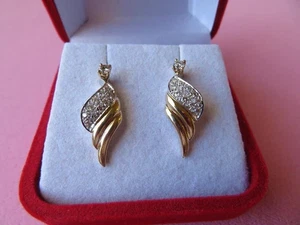 Pendientes colgantes y colgantes de moissanita real de 2,20 quilates enchapados en oro amarillo de 14 k - Imagen 1 de 6