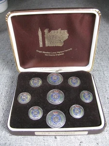 London Badge & Button 21 Royal Engineer's ER Blazer Button 9 Pc Set in Box EUC - Picture 1 of 10