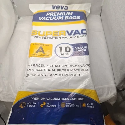 VEVA 10 Pack•  Premium SuperVac Vacuum Bags A style vacuums - Image 1 of 4