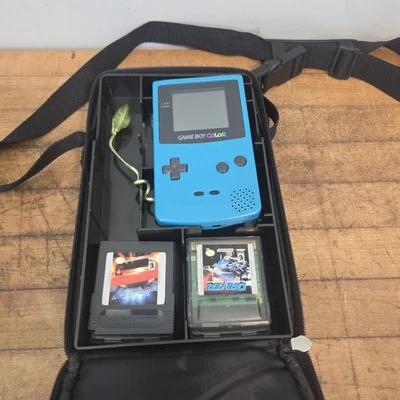 Nintendo Game Boy Color - Verde azulado con estuche de transporte y 5 grandes juegos! Funciona muy bien  Foto 1 de 4
