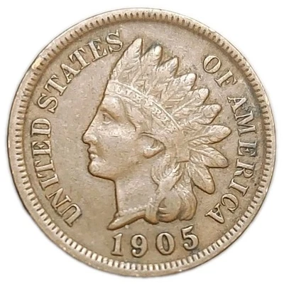 1905 US Old Indian Head Cent 1c Penny KM 90a Better Full Liberty  - Image 1 of 2