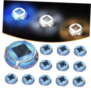 Solar Deck Lights Outdoor 3 Color Modes Solar Driveway Lights 12 Pack 3 Colors - Picture 1 of 7