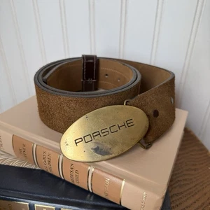 Christian Dior Genuine Suede Belt 2009 w Solid Brass “Porsche” Buckle Size Med - Picture 1 of 7