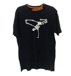 Free Planet Men’s T Shirt Sz XL Skeleton Be Free Soft Organic Cotton Black - Picture 1 of 7