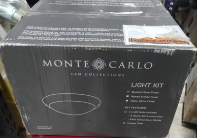 NEW Monte Carlo Brushed Steel Ceiling Light Fan MC224BS-V1 - Image 1 of 4