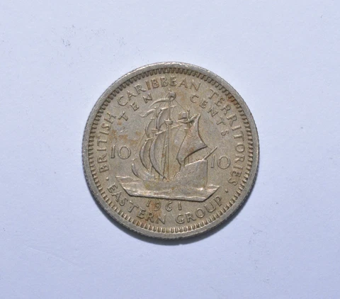1961 British Caribbean Territories 10 Cents World Coin! Cover