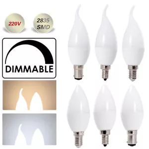 5W Dimmable E14 E12 B15 LED Chandelier Candle Light 220V Bulb White Bright Lamps - Picture 1 of 14