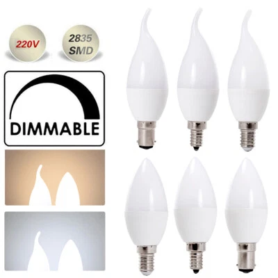 5W Dimmable E14 E12 B15 LED Chandelier Candle Light 220V Bulb White Bright Lamps - Image 1 of 4