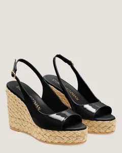 Stuart Weitzman Island schwarze Lackleder Espadrille Wedges. Gr. 9. Neu im Karton! - Bild 1 von 21