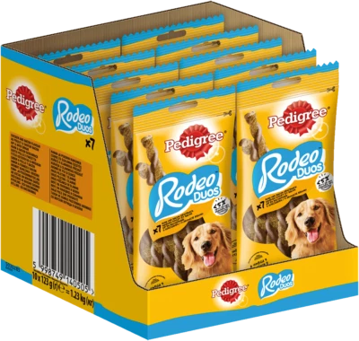 PEDIGREE® RODEO™ Duos Huhn und Frühstücksspeck 10x7 Stück Snack Leckerli Hund - Bild 1 von 4