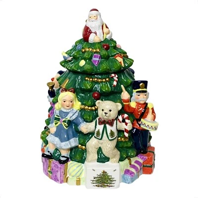 Spode CHRISTMAS TREE Hand Painted 12.25" Figural Cookie Jar & Lid NEW - Image 1 of 4