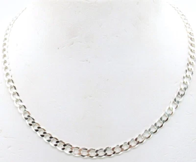 НОВЫЕ МУЖСКИЕ СЕРЕБРО .925 РОДИЯ ПОКРЫТИЕМ 30 «ПЛОСКИЙ КУБИНСКИЙ СТИЛЬ ЦЕПОЧКА - Изображение 1 из 4