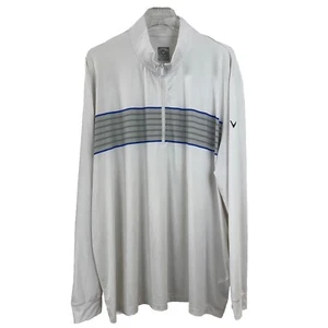 Men's Callaway Opti Dri 1/4 Zip Golf Long Sleeve Striped Pullover XXL UPF 50 - Picture 1 of 9