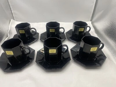 Juego de café Arcoroc FRANCE OCTIME negro Demitasse 6 tazas 6 platillos Foto 1 de 3