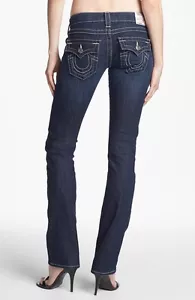 NUEVOS $196 JEANS TRUE RELIGION Mujer Billy Pierna Recta Elastizados Azul Oscuro Lonestar - Imagen 1 de 12
