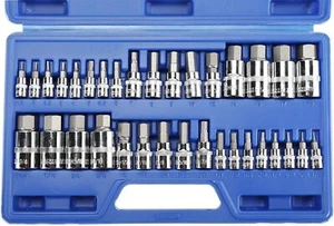 34PC HEX KEY SET METRIC ASSORTED 1/2" DRIVE ALLEN ALAN WRENCH SOCKET BIT - Picture 1 of 9