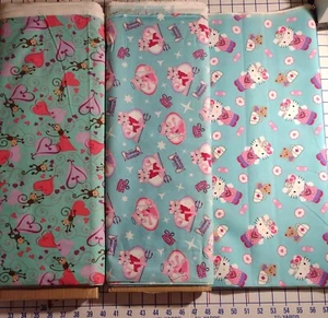 SCRUB Fabric Choose Hello Kitty, Angel-Devil Cats or Monkey & Hearts -BT½Yd - Picture 1 of 12