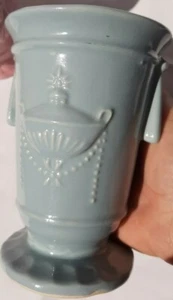 Vaso vintage in ceramica blu, ROBINSON RANSBOTTOM design nappa/lanterna rialzata 1941-47 - Foto 1 di 8
