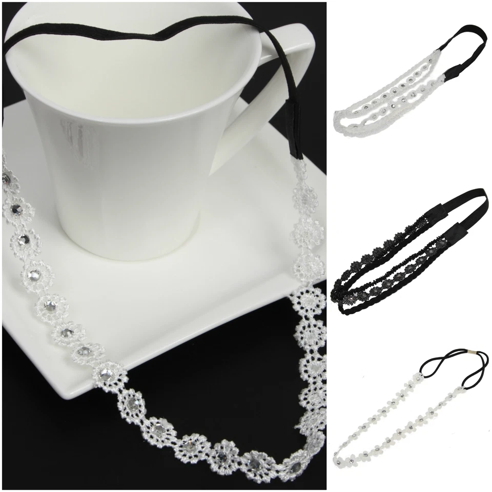 JUSTFOX Perlen Stirnband Haarband Kopfband Zopfgummi Haarschmuck Kopfschmuck Geflochten