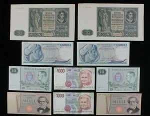 Sequential Serial Numbers 10-Notes Currency Lot // Greece Italy Poland & Sweden - Picture 1 of 3