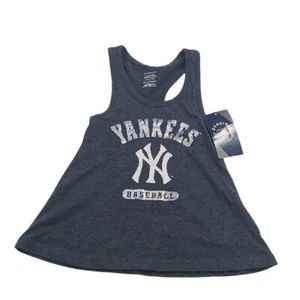 MLB New York Yankees Tank Top Blue Racerback Stretch Youth Girls Size XS 4/5 - Picture 1 of 6