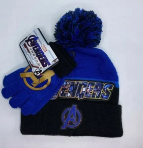 Boys Size 4-16 Marvel Avengers Winter Hat & Gloves Set One Size Fits Most Blue - Picture 1 of 5