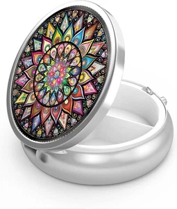 Pill Box, Small round Pill Case, Portable Travel Pillbox for Pocket & Purse,3 Co - Picture 1 of 6