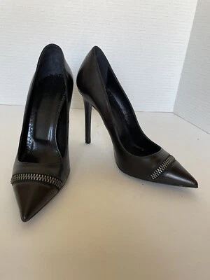 Zapatos de salón AllSaints de cuero negro con detalle de cremallera punta talla 6 nuevos sin etiquetas Foto 1 de 4