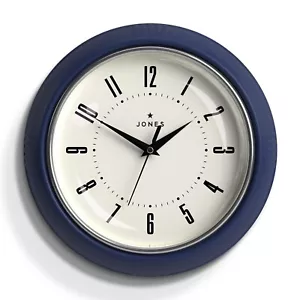 Jones® - Ketchup Wall Clock - Indigo Blue & Silver Bezel - 25cm Arabic Dial - Picture 1 of 4