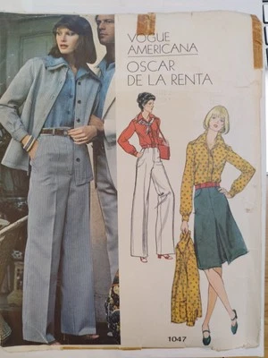 Jacket Pants Skirt Shirt 8 Vogue Americana 1047 Sewing Pattern VTG Oscar Renta - Image 1 of 4