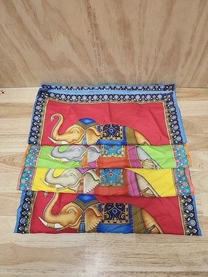 Jim Thompson Thai Silk Throw Pillow Elephant Square Pillowcases Lot Of 4 - Image 1 of 4