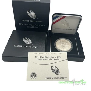 2014 Civil Rights Act of 1964 Uncirculated Silver Dollar with Box & COA - Picture 1 of 7