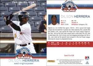 Dilson Herrera 2013 Brandt South Atlantic League North Division All-Stars #15 RC - Picture 1 of 1